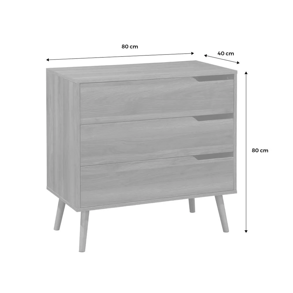 sweeek 3-drawer Chest With Walnut Wood Effect in Dark Brown 6
