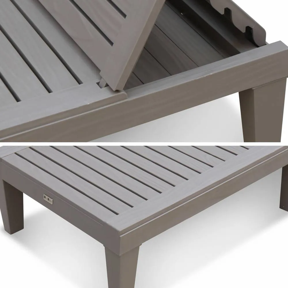 sweeek Pair of plastic sun loungers with textured wood effect in Grey 5