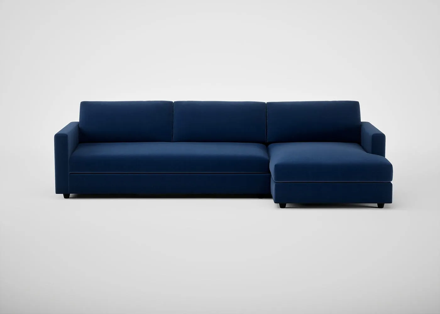 Heal's Nimbus 4 Seater Right Hand Corner Chaise Velvet Midnight Black Feet 1
