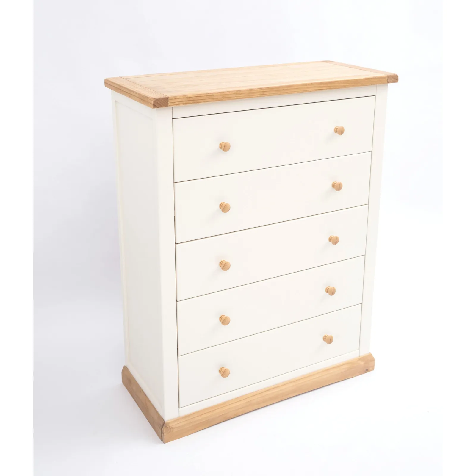Cabinet Bits Trevi 5 Drawer Chest of Drawers Wood Knob in Off-White 3