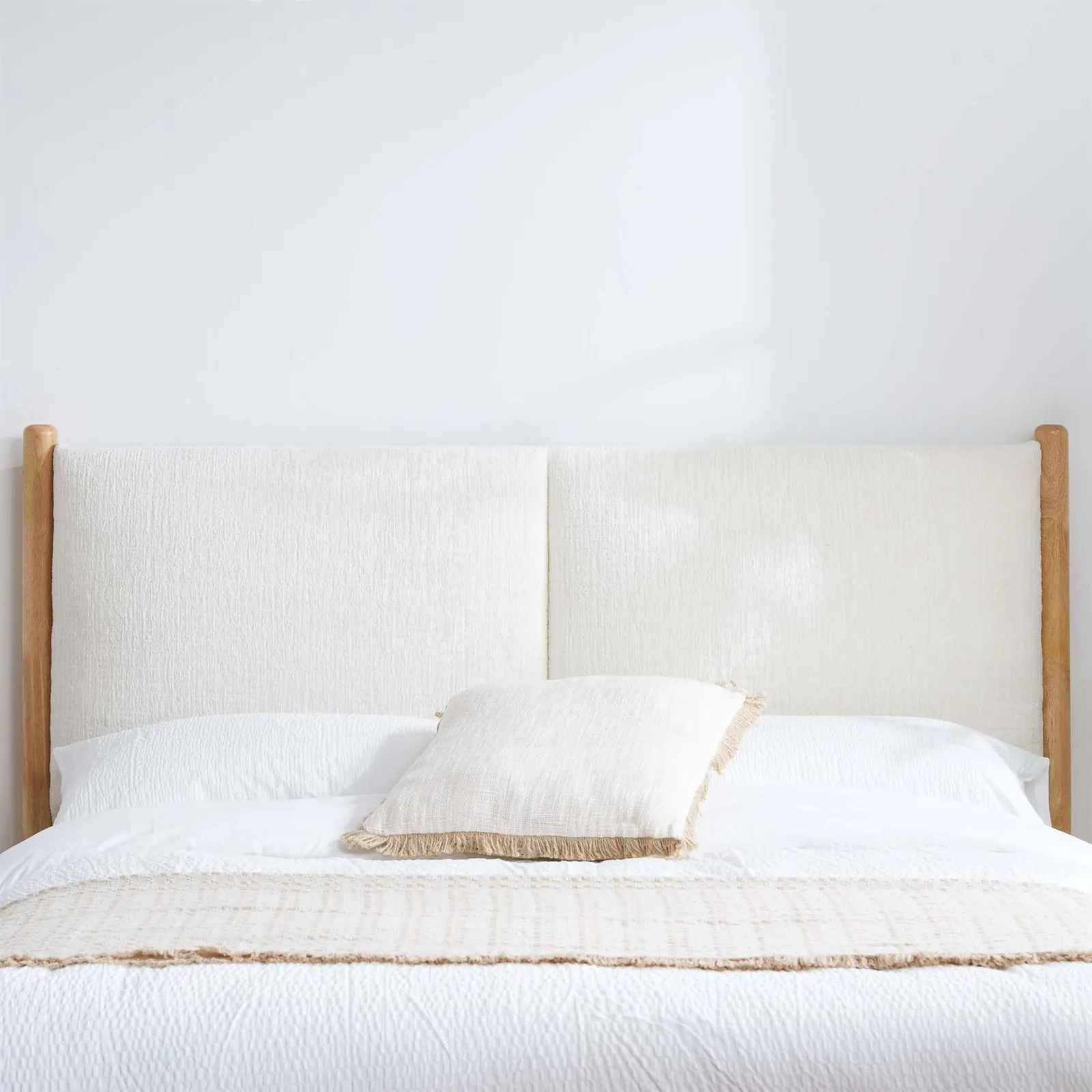 Birlea Marley Cream Fabric & Oak Wood Bed Frame Double 4