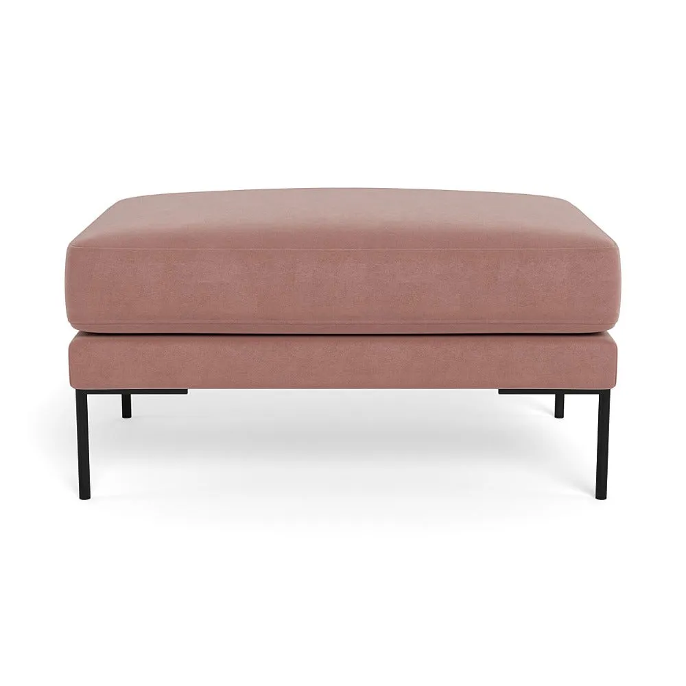 Heal's Torrington Ottoman Smart Luxe Velvet Dusky Pink Black Feet