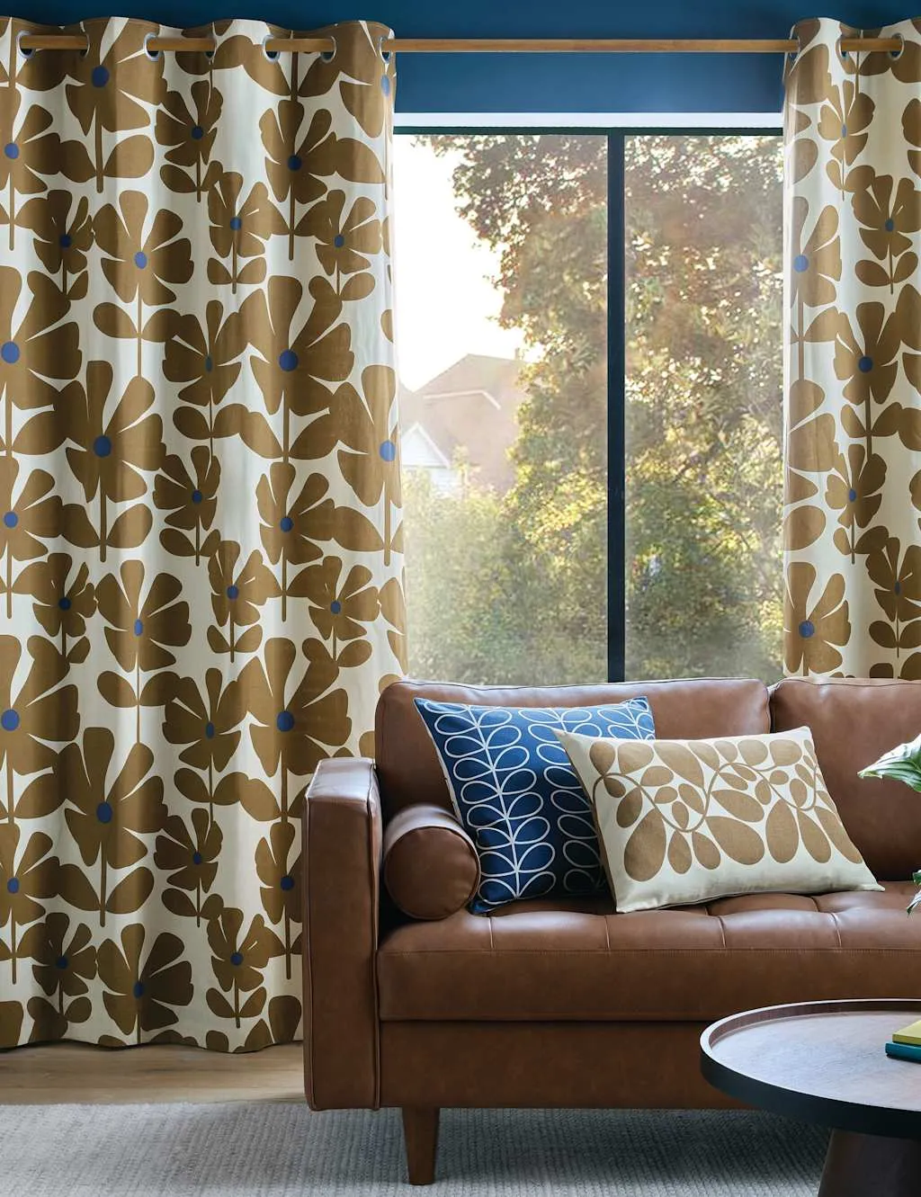 Orla Kiely Pure Cotton Sycamore Stripe Reversible Cushion Brown Mix
