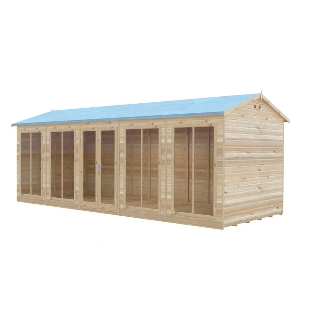 Shires Mayfield 20 x 8 Summerhouse - Wood - L239 x W595 x H229 cm in Light Brown 2