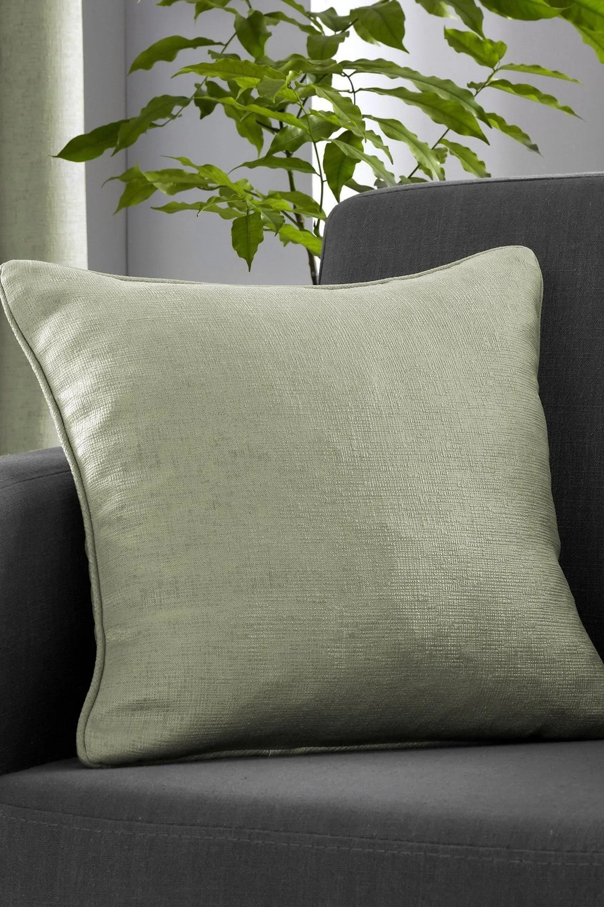 Fusion 'Strata' Luxe Velvet Filled Cushion in Green 1