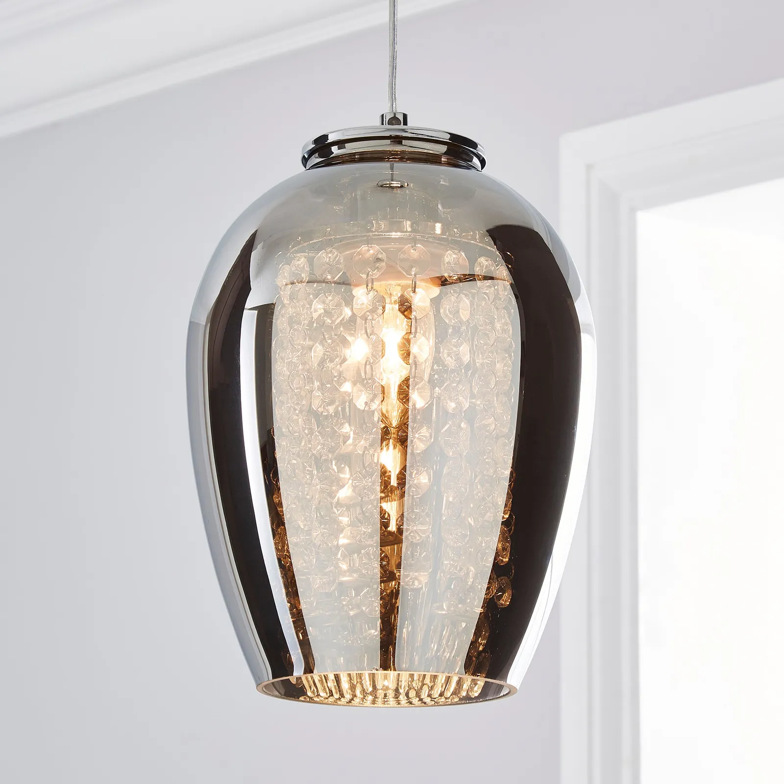 Seychelles Smoked Pendant Ceiling Fitting Grey