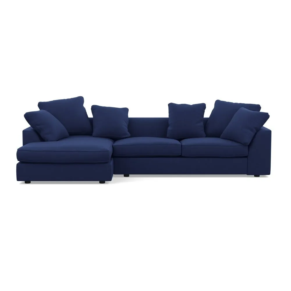 Heal's Cumulus Left Hand Facing Corner Sofa Melton Wool New Navy Black Feet 1