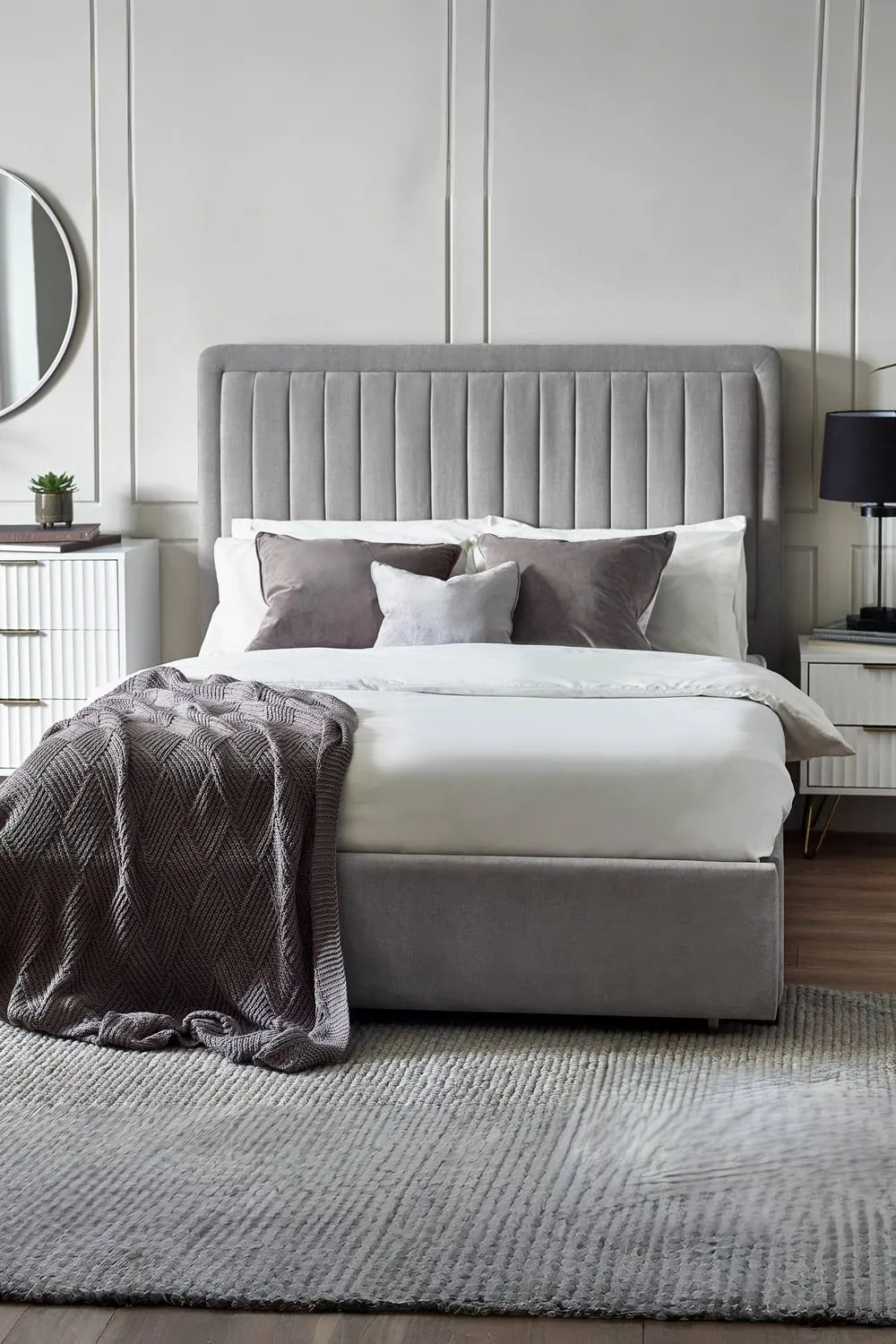 Julian Bowen Savannah Upholstered Bed with Drawer in Grey 1