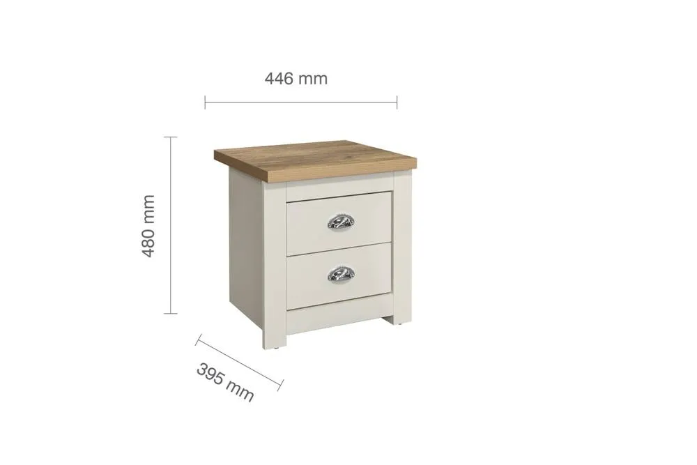 Birlea Bedside Cabinet Olive Green Oak Highgate 2 Drawer Bedside 5
