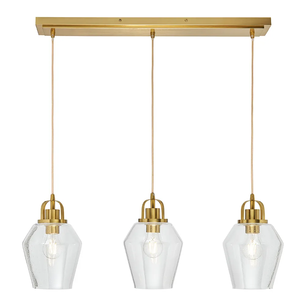 Saskia Bubble Glass Diner Pendant Bar, Satin Brass