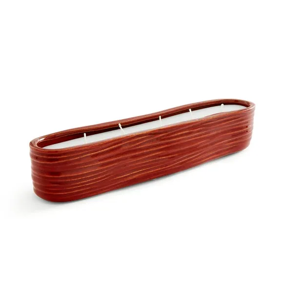 Textured Ceramic Woody Long Multi Wick Candle 3