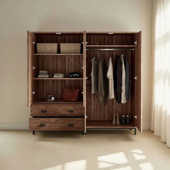 Fulton 4 Door Wardrobe, Pine 2