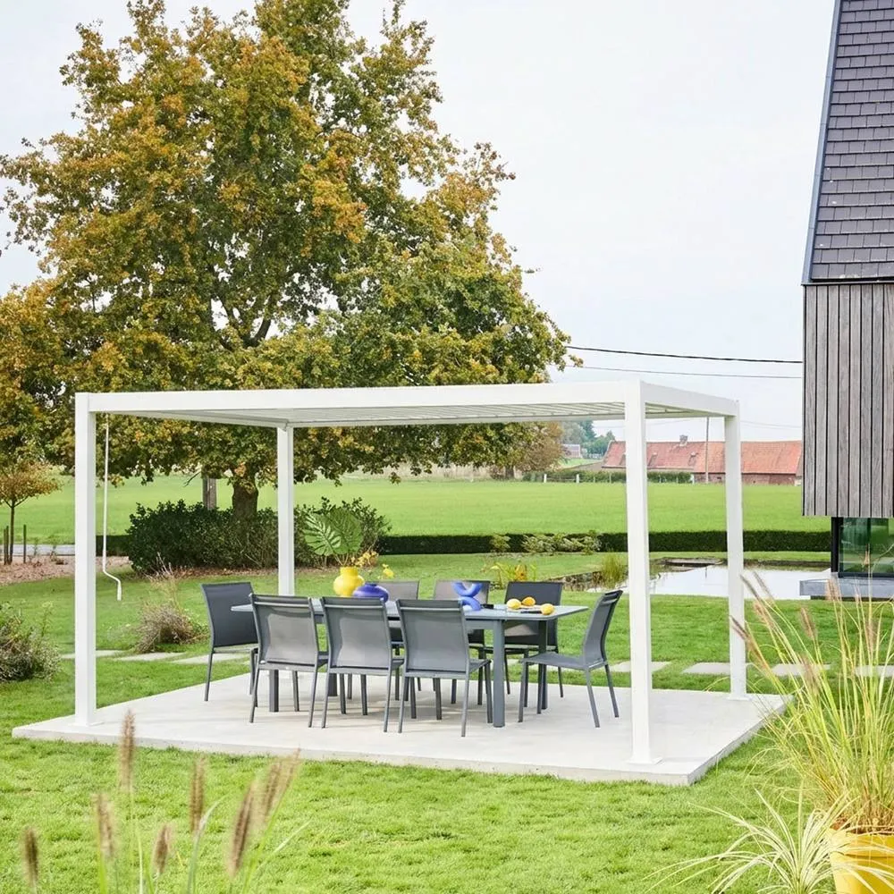 sweeek Louvered pergola aluminium & steel 4 x 3m in White 3
