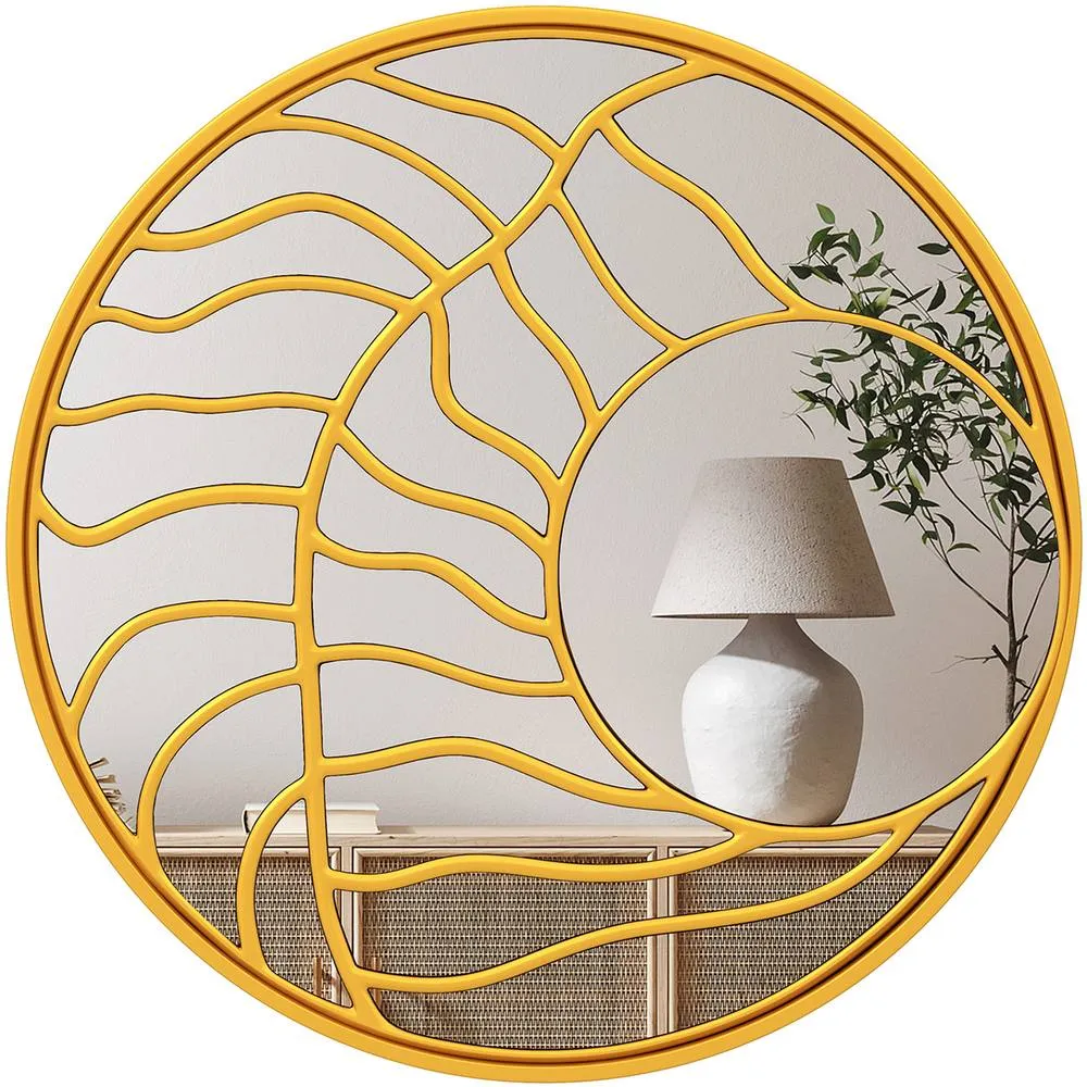 Costway Gold Wall Mirror 80 cm Large Round Wall Decorative Mirror-Gold 5