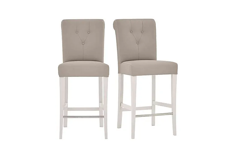 Annecy Pair of Faux NC Leather Roll Back Bar Stools - Grey