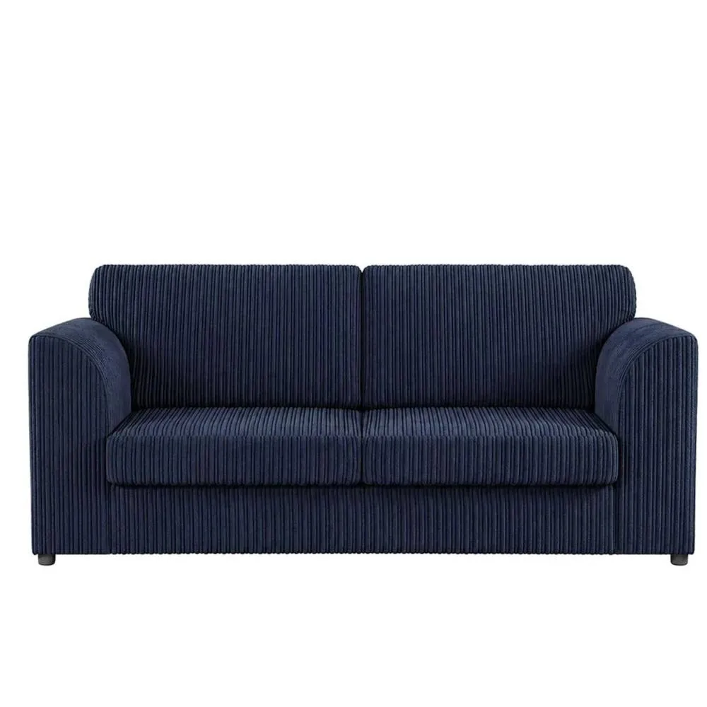 Bliss Furniture Jumbo Cord High Back 3 Seater Sofa Luxury in Blue