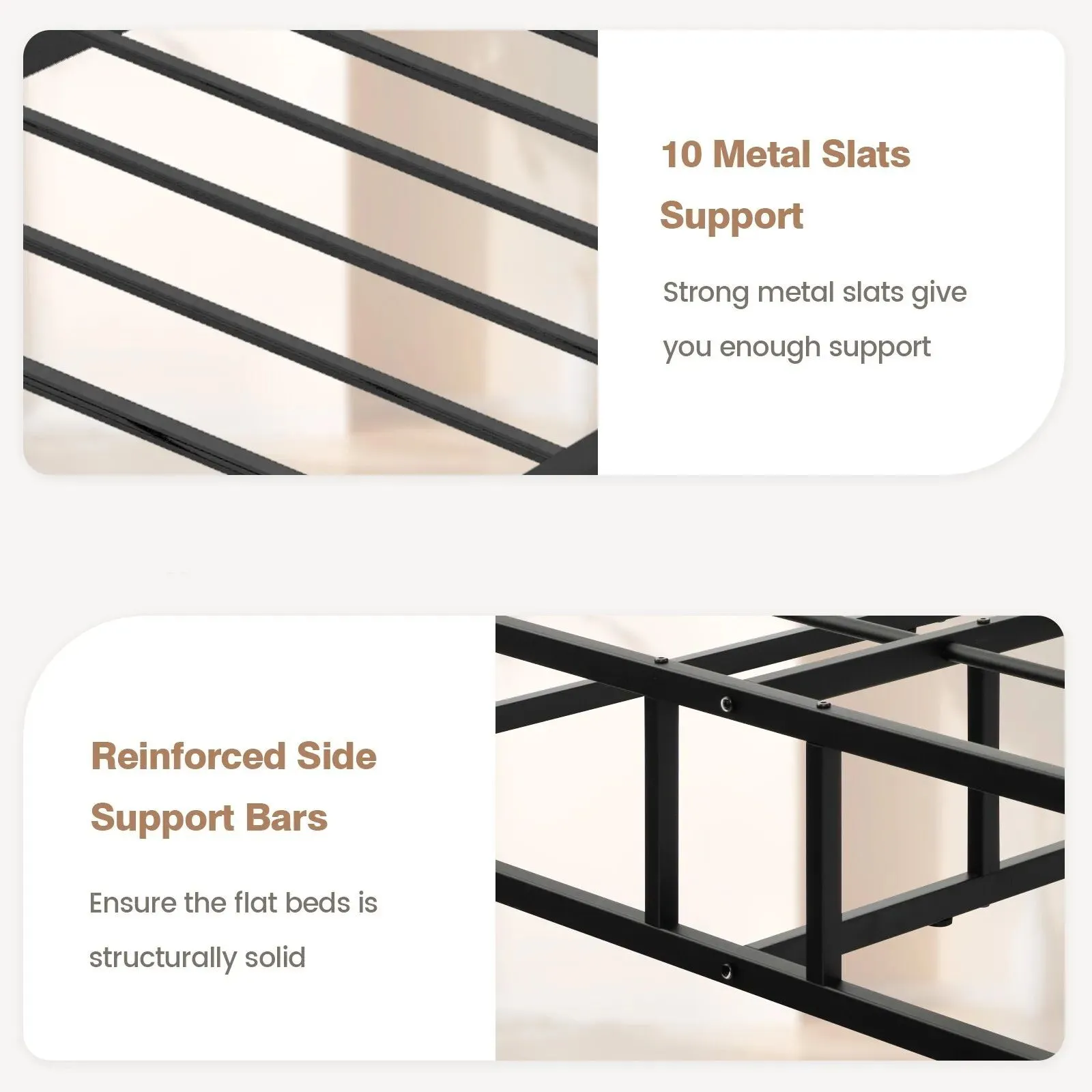 Costway King Size Bed Frame Metal Mattress Foundation Platform Bed Frame Slat Support in Black 4