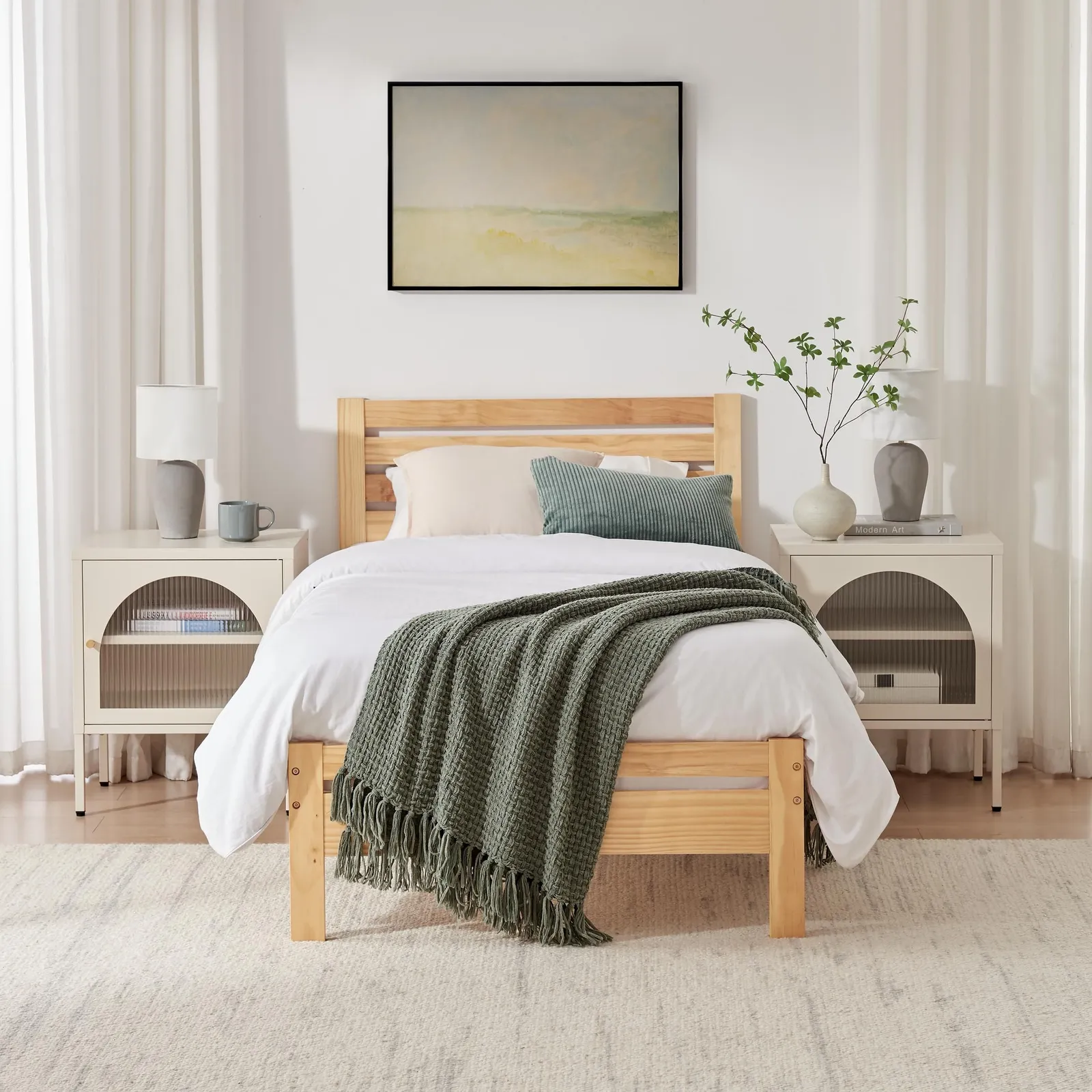 FurnitureboxUK Declan Solid Pine Single Bed Frame in Light Oak 2