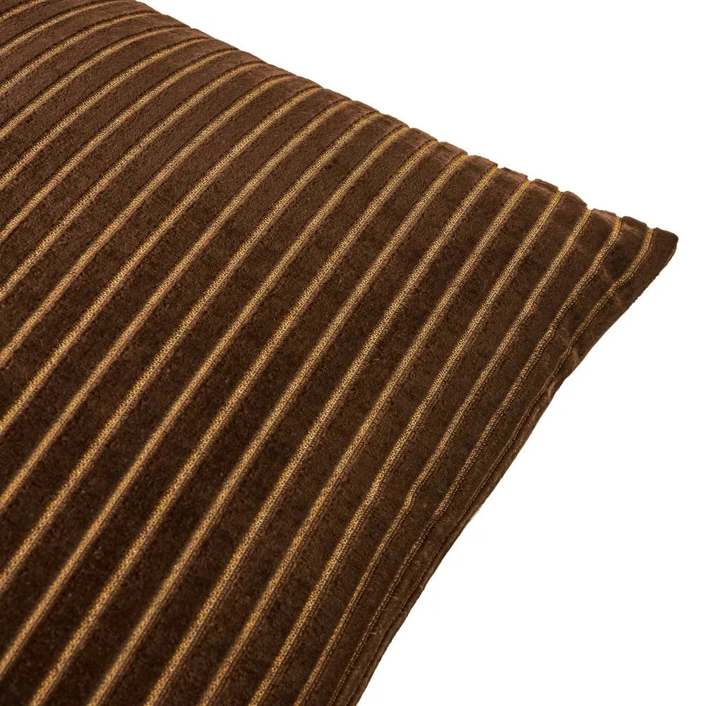 Paoletti Savoy Stripe Velvet Cushion Chocolate 50 X 50Cm, Brown 4