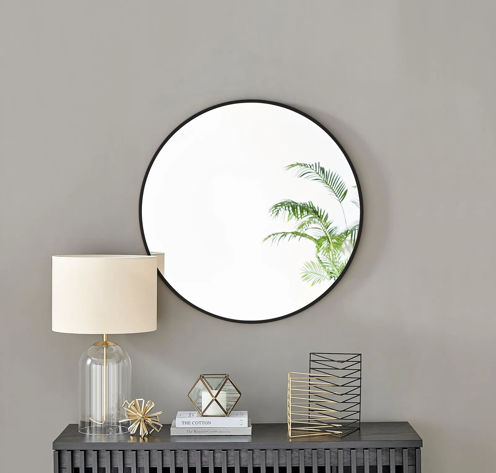 FurnitureboxUK Emma 80cm Medium Art Deco Metal Frame Round Hallway Bedroom Dining & Living Room Wall Mirror in Black 2