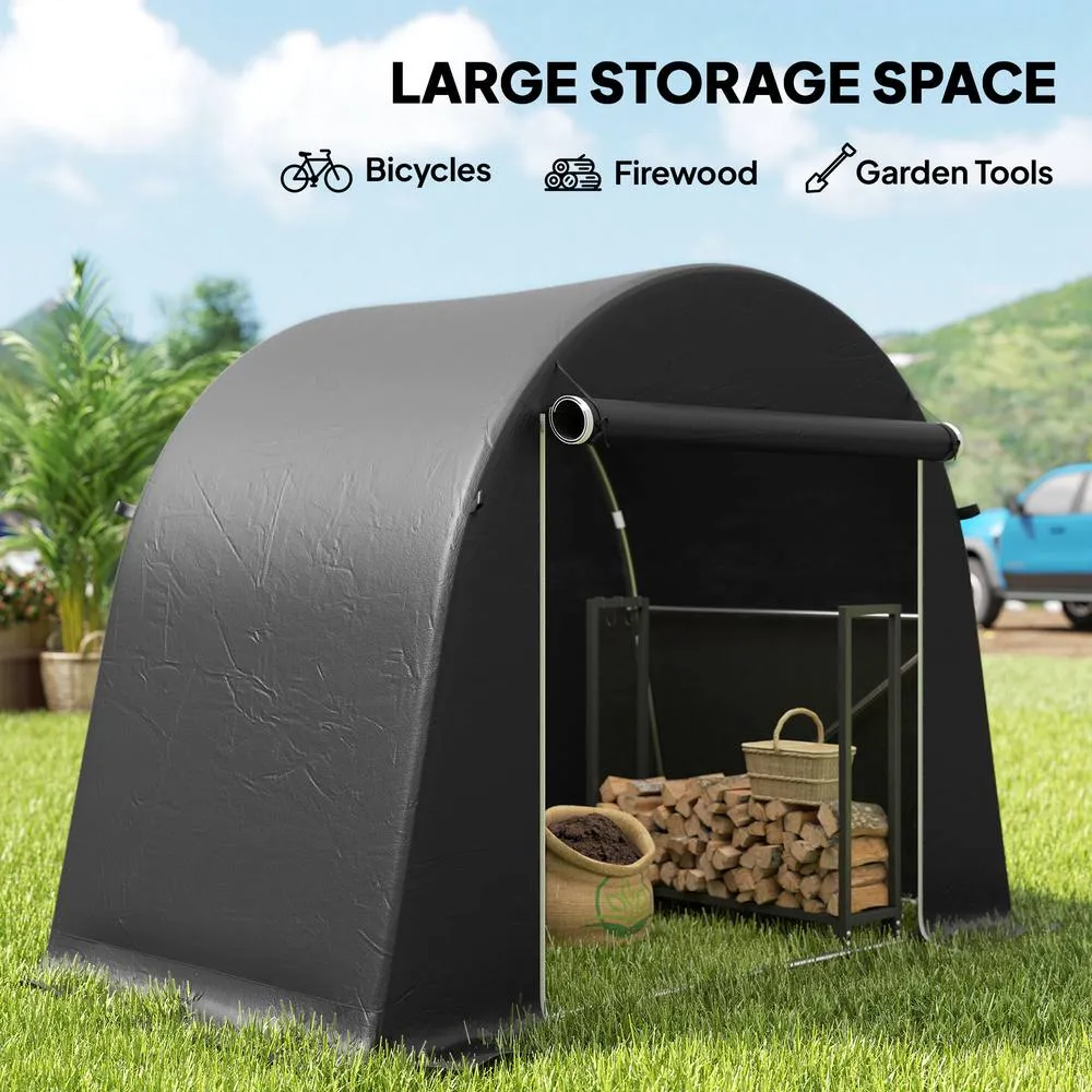 OUTSUNNY 8 x 4 ft Garden Storage Shed Tent Bike Tent, Dark Grey 6