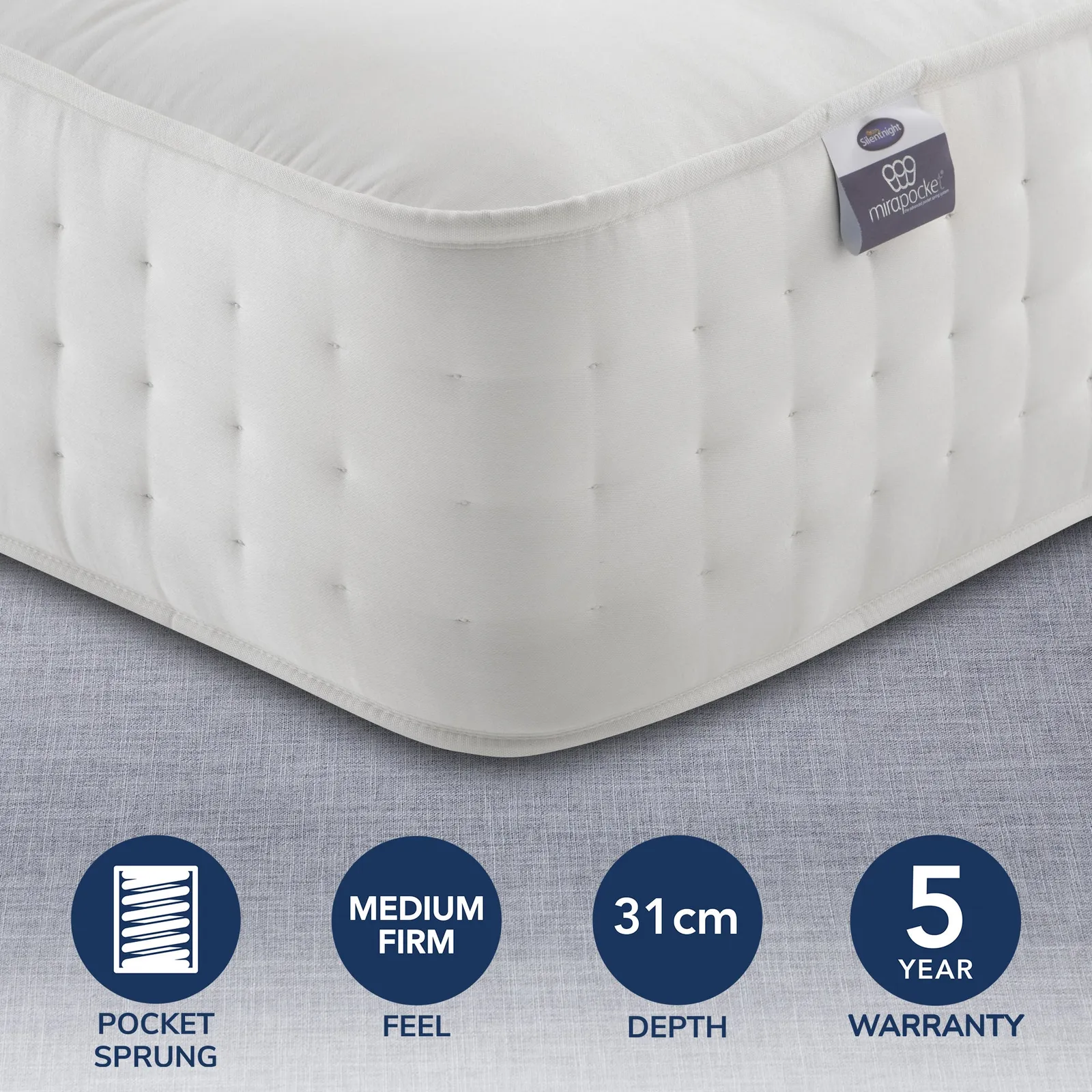 Silentnight Medium Firm 2800 Pocket Natural Orthopeadic Mattress White