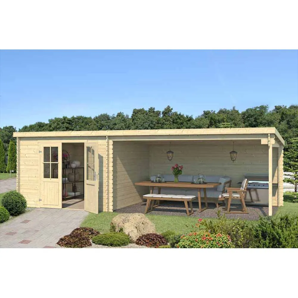 Lasita Maja Ltd St. Louis-Log Cabin, Garden Room, Home Office - L701xW319xH210.9 cm in Light Brown 3