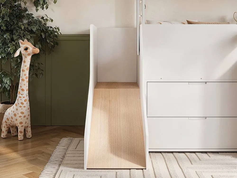 Flair Dreamland House Midsleeper with Slide & Storage in White 3