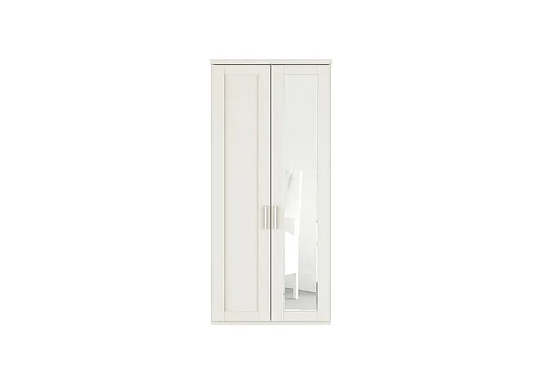 Kempton 2 Door Hinged Wardrobe with Right Door Mirror - White