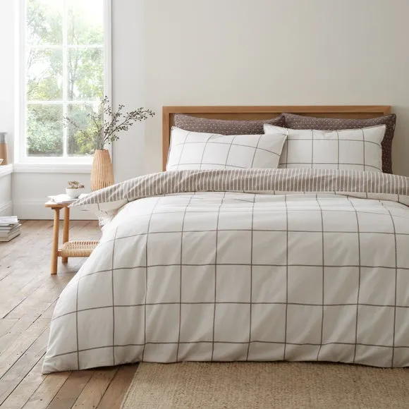 Bianca Fine Linens Regal Check 100% Brushed Cotton Duvet Cover & Pillowcase Set 1