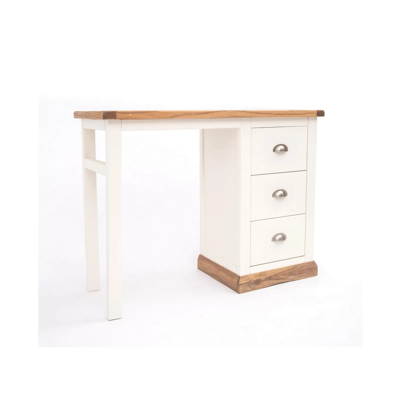 Cabinet Bits Tropea 3 Drawer Desk - Dressing Table Chrome Cup Handle in Off-White 2