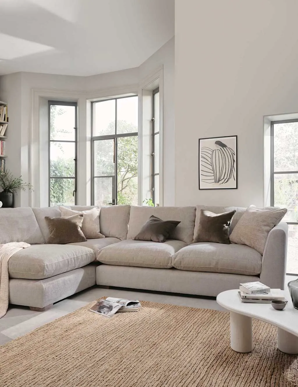 BARKER AND STONEHOUSE Palmer Textured Chenille Left Hand Corner Sofa Grey