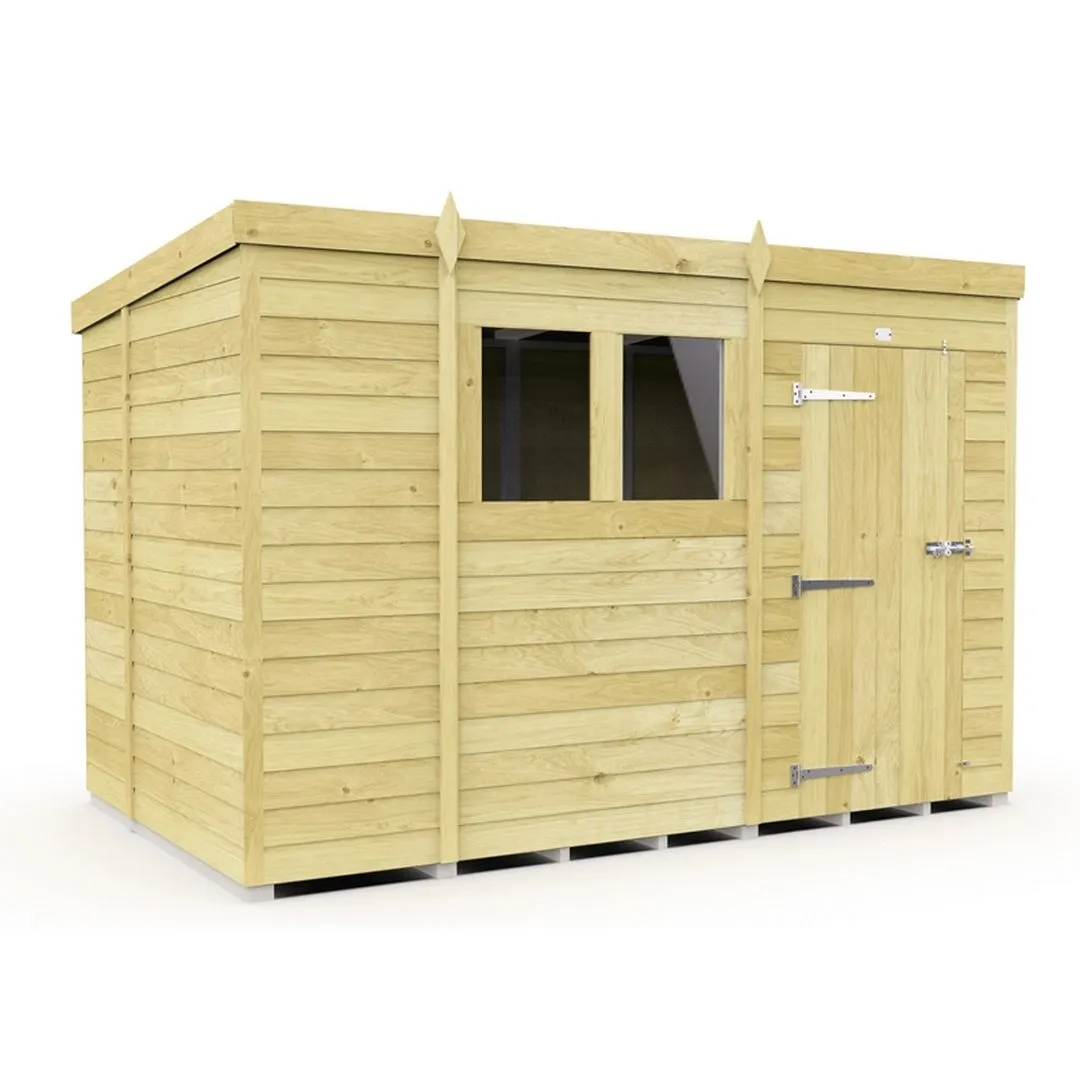 Buttercup Farm 11 x 6 Feet Pent Shed - Single Door W/ Windows - L178 x W329 x H201 cm in Brown