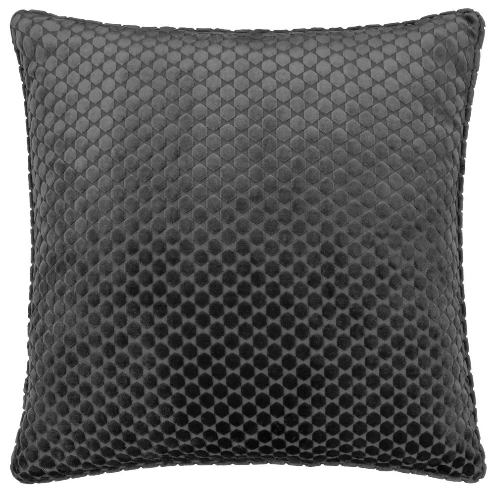 Paoletti Neptune Velvet Cushion in Charcoal 2