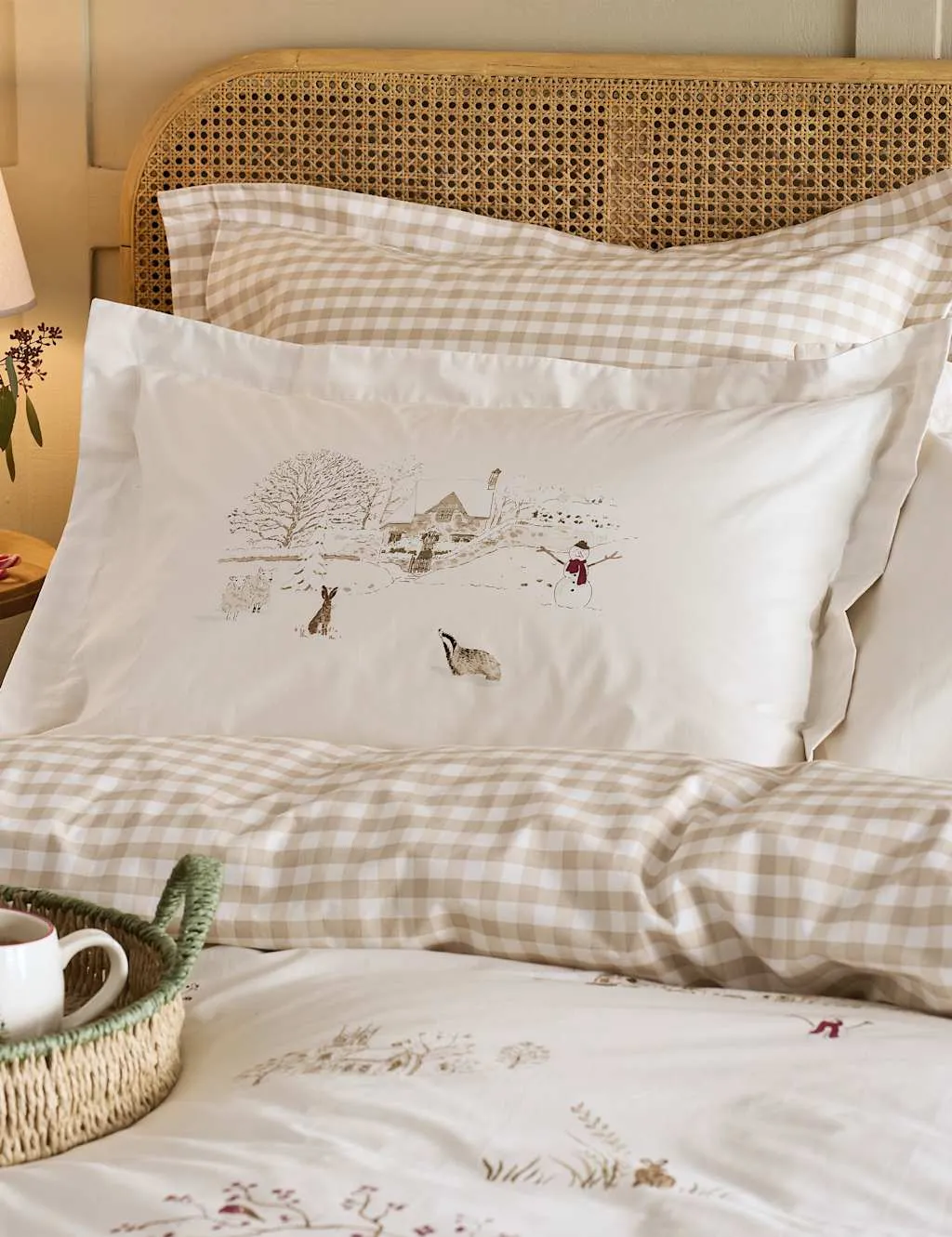 Sophie Allport Set of 2 Winter Scene Pillowcases Cream Mix