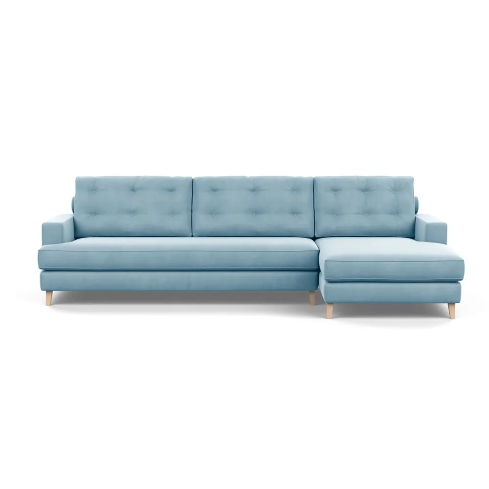 Heal's Mistral Right Hand Facing Corner Sofa Varese Velvet Sky Natural Feet