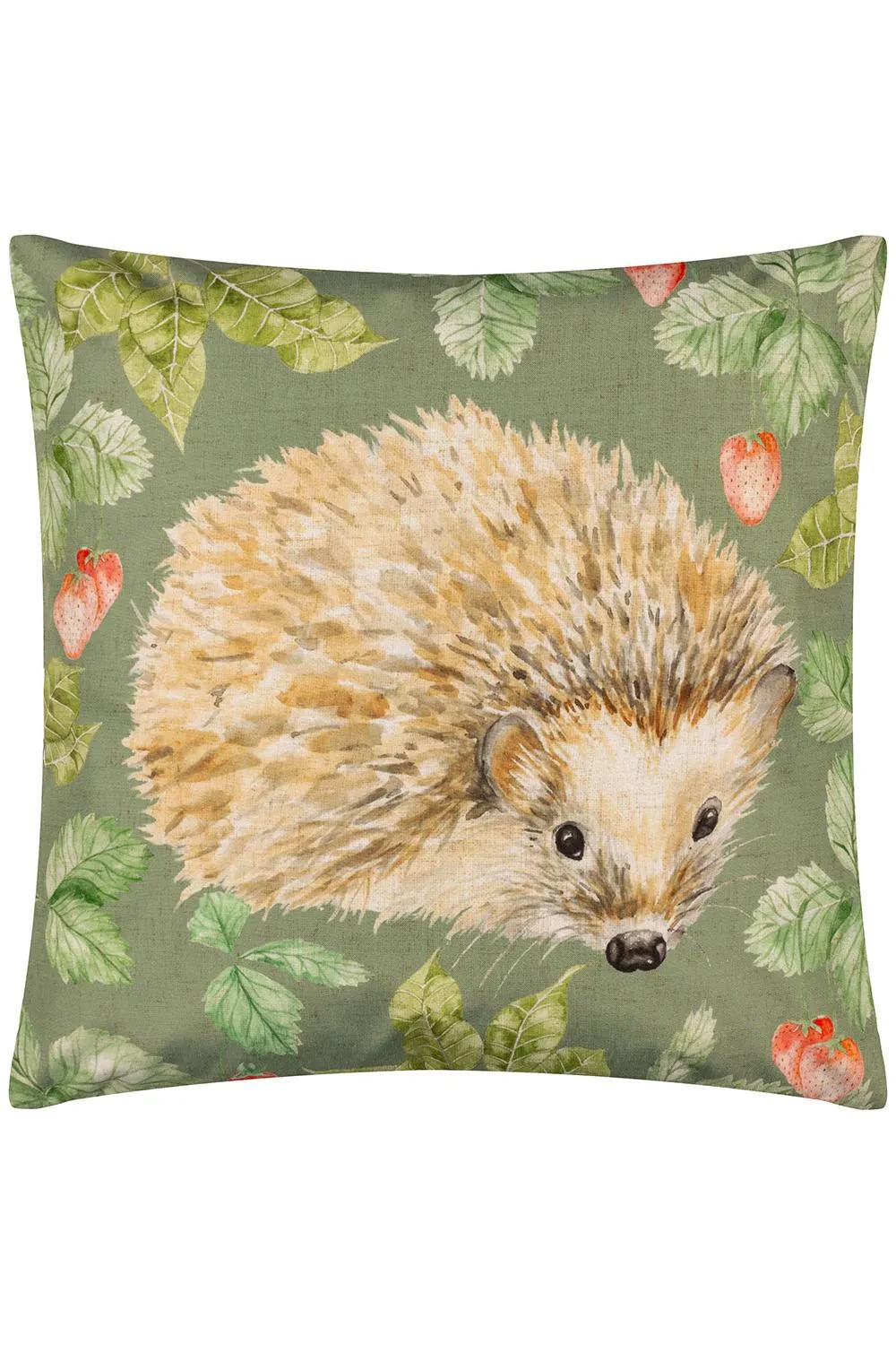 Evans Lichfield Grove Hedgehog Water & UV Resistant Outdoor Cushion in Olive