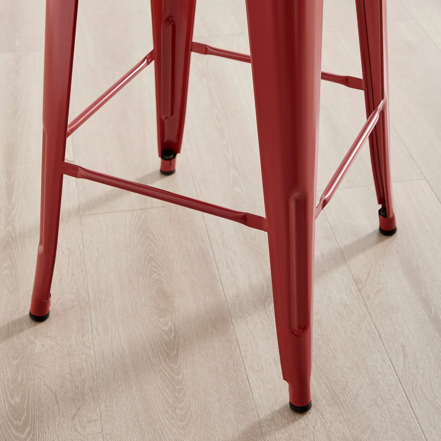 FurnitureboxUK Set of 2 Colton 'Tolix' Style Metal Stackable Retro Industrial Bar Stools in Red 5