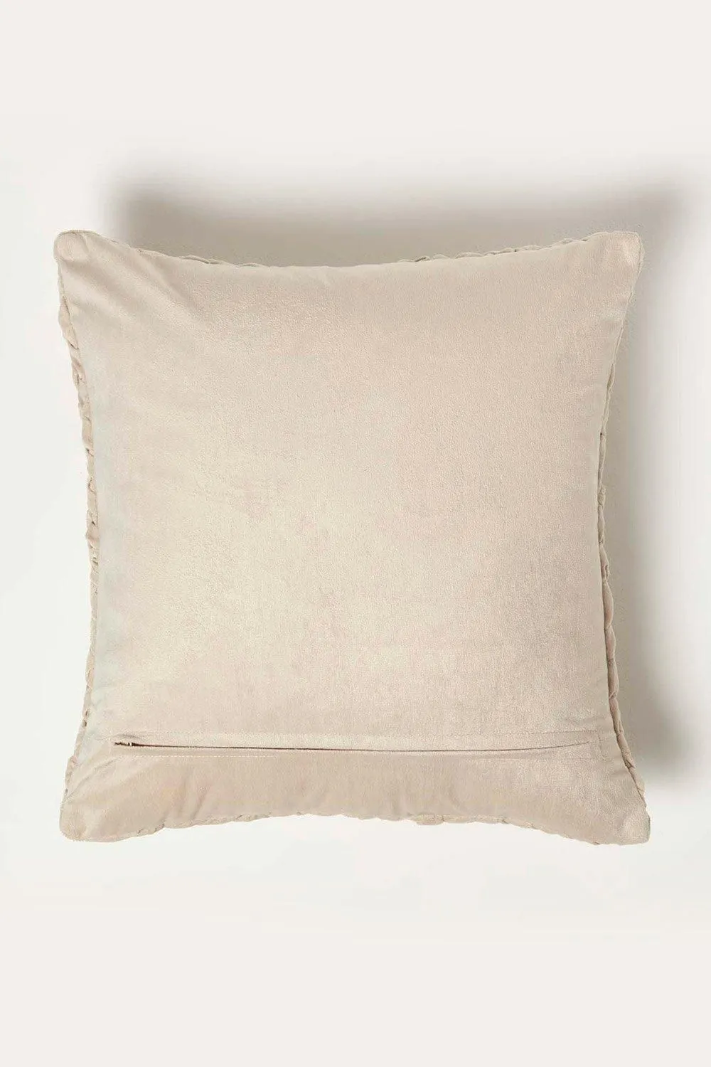 Homescapes Sofia Pleated Velvet Cushion in Cream 3