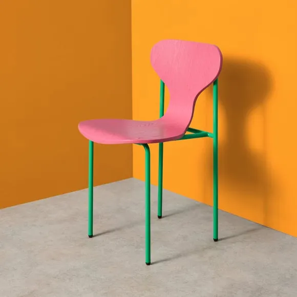 Yinka Ilori Silhouette Pink and Green Two Tone Dining Chair