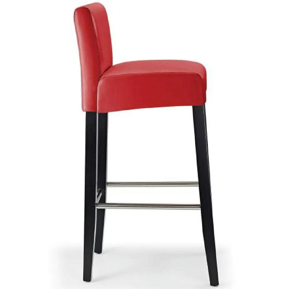 netfurniture Stenory Red Padded Kitchen Breakfast Bar Stool Wooden Frame & Legs 4