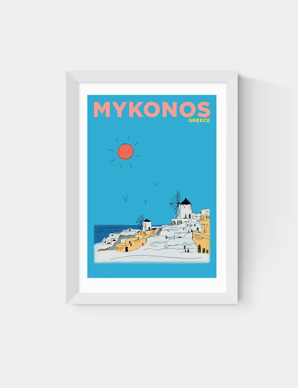 East End Prints Mykonos Greece Framed Art White