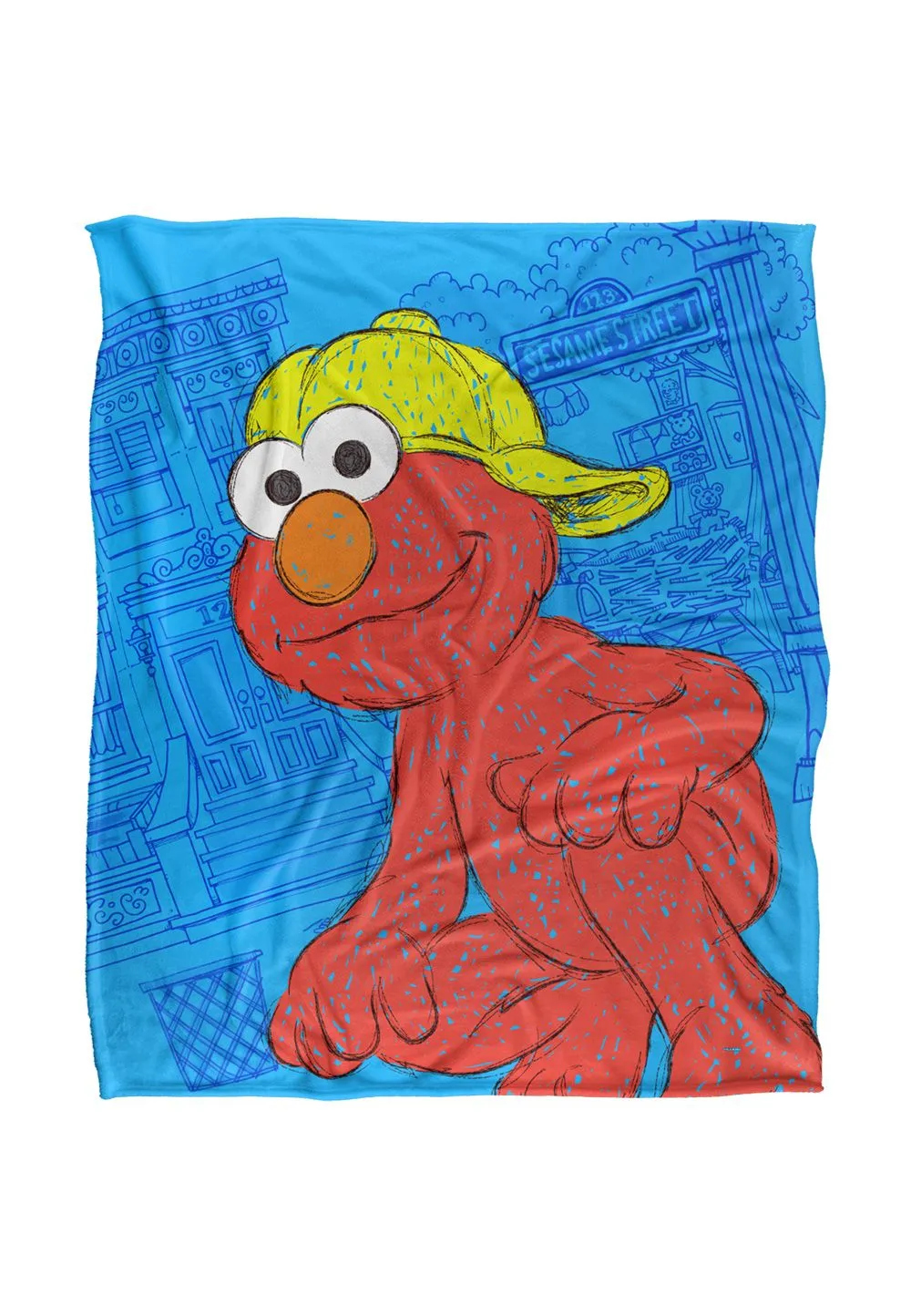 Sesame Street Big Elmo On The Street Silky Touch Super Soft Throw Blanket 152 X 127 cm in White