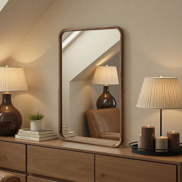 Yearn Solid Oak Curved Wall Mirror 1