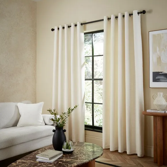 Two Tone Chenille Eyelet Curtains 2