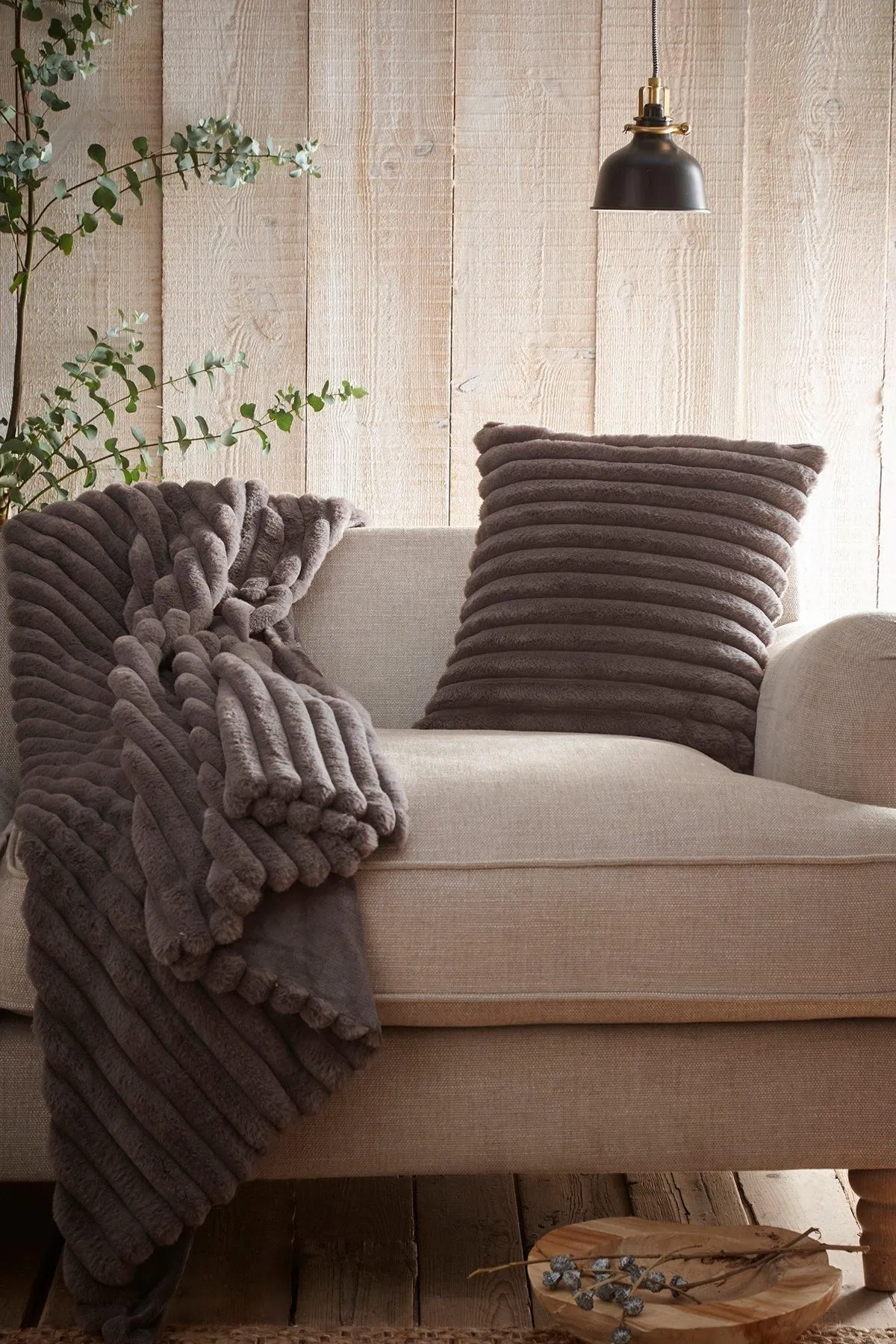 Appletree 'Morritz' Faux Fur Filled Cushion in Charcoal 2