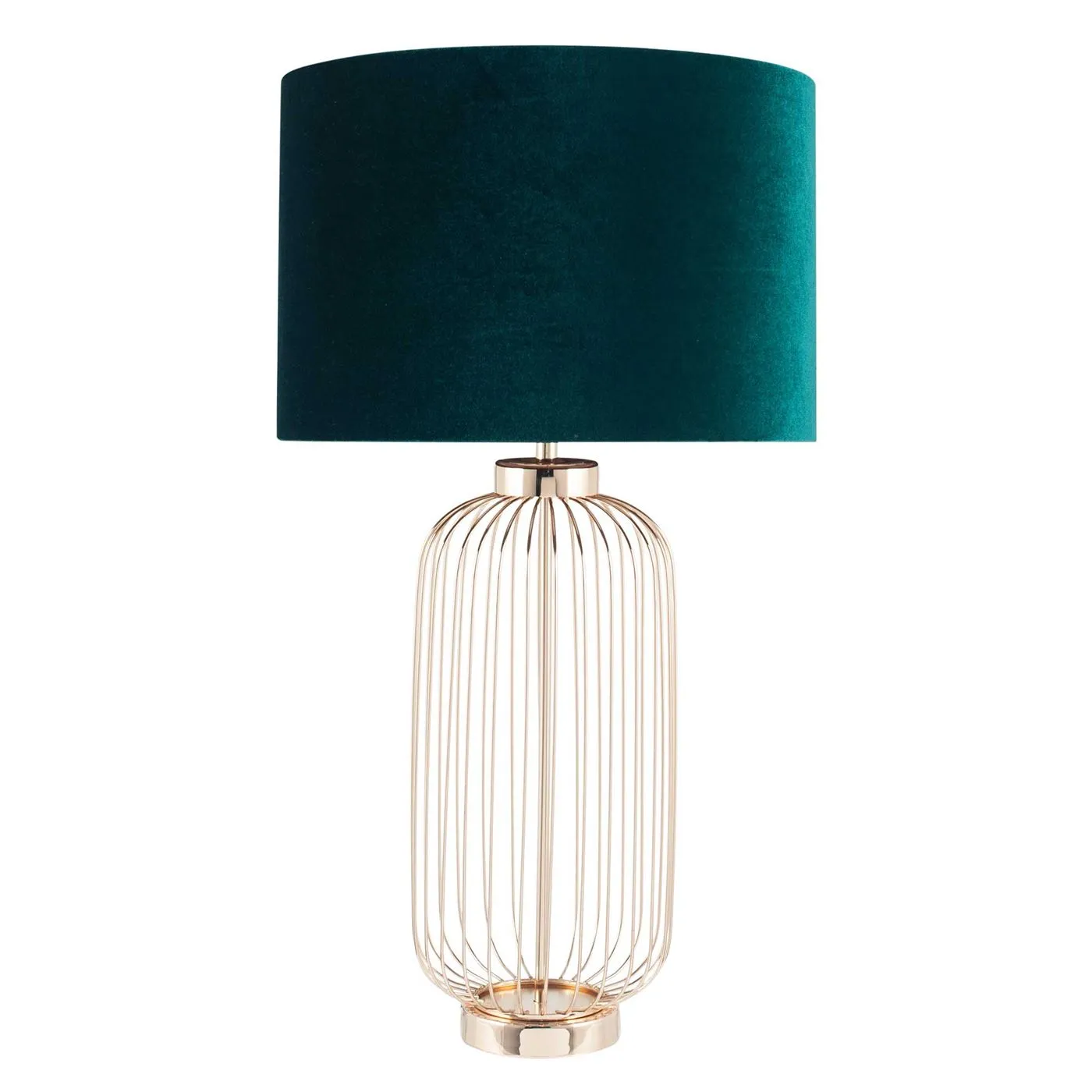 French Wire Tall Table Lamp, Green Velvet