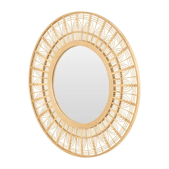 Bamboo Frame Round Wall Mirror 3