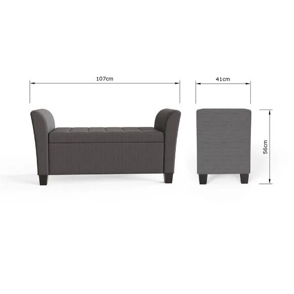 Verona Fabric Window Seat, Charcoal 6