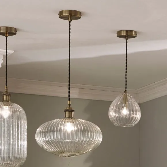 Abigail Oval Ribbed Glass Pendant Light 3